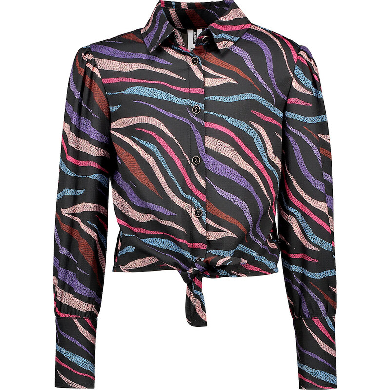 B-nosy Dívčí top - krátká blůza s uzlíkem barevná zebra