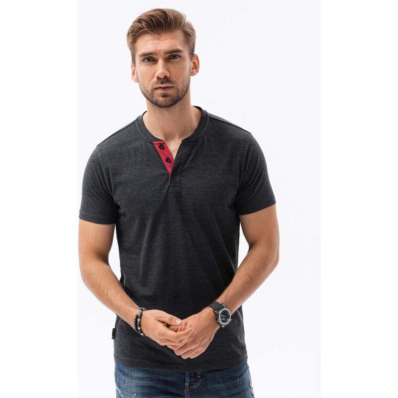 Ombre Clothing Pánské tričko bez potisku - černá S1390