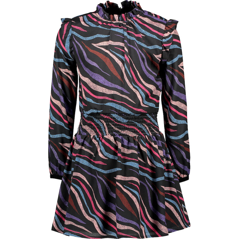 B-nosy Dívčí šaty s dlouhým rukávem barevná zebra