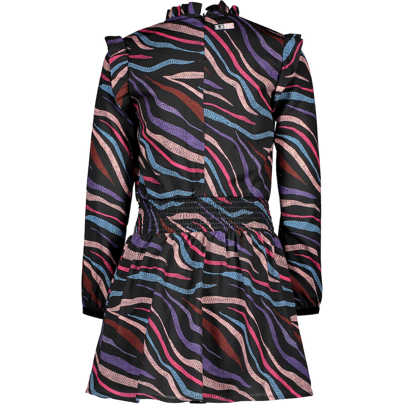 B-nosy Dívčí šaty s dlouhým rukávem barevná zebra