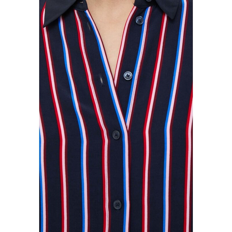 Košile Tommy Hilfiger dámská, tmavomodrá barva, regular, s klasickým límcem