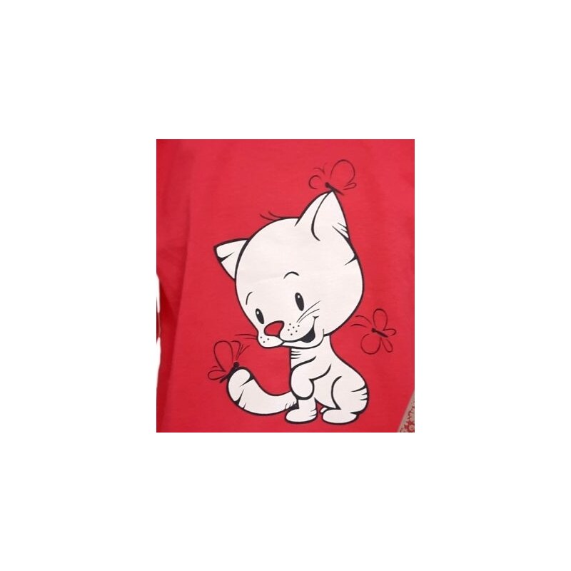 Betty Mode (ušito v ČR) Dívčí pyžamo Betty Mode tmavě růžové kočka