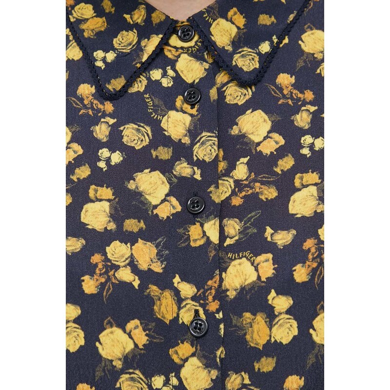 Košile Tommy Hilfiger dámská, žlutá barva, regular, s klasickým límcem