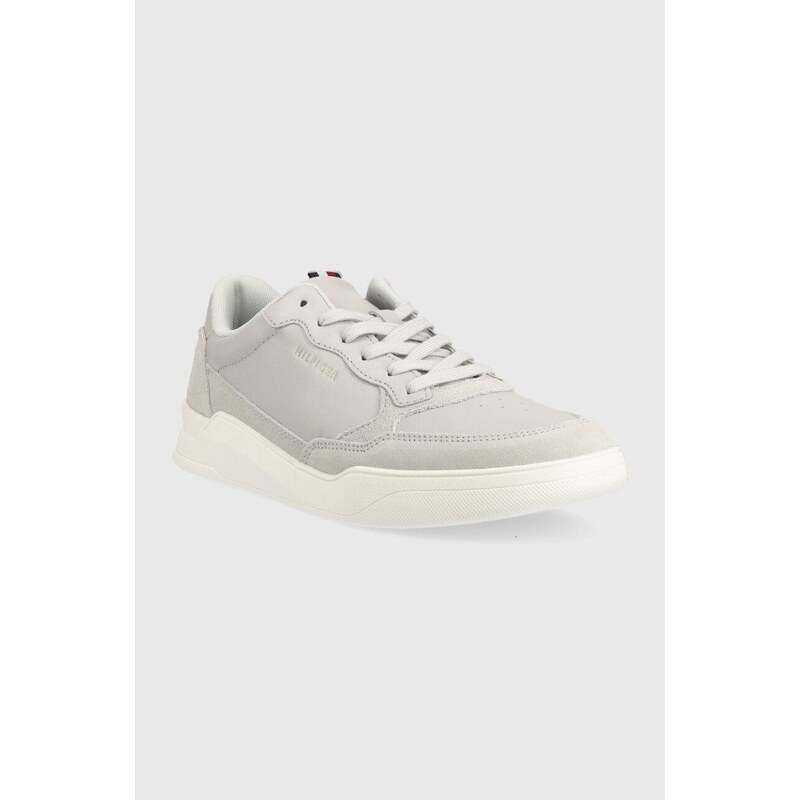 Kožené sneakers boty Tommy Hilfiger FM0FM04358 ELEVATED CUPSOLE LEATHER MIX šedá barva