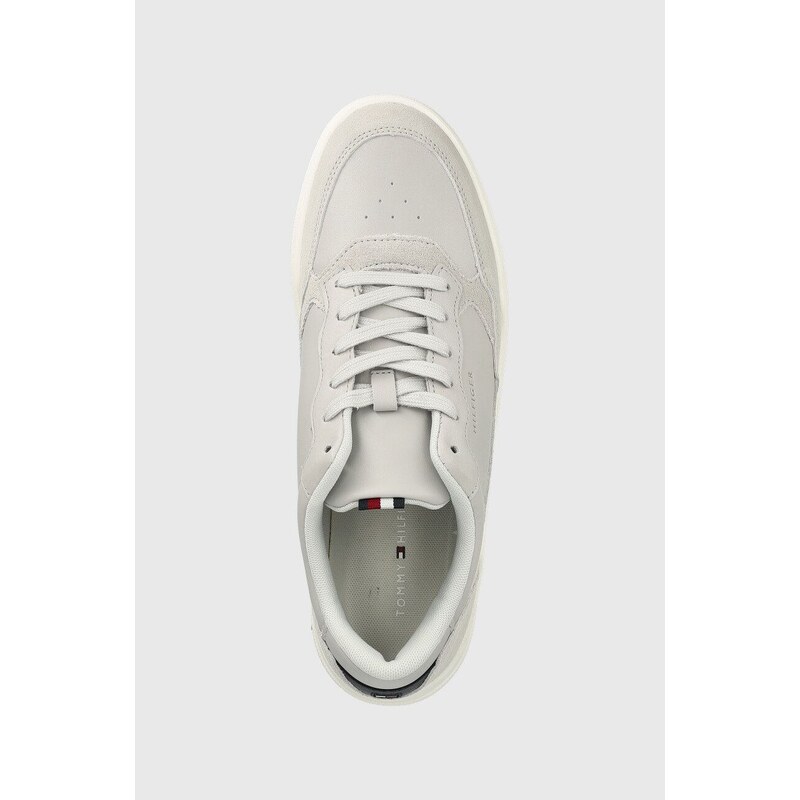 Kožené sneakers boty Tommy Hilfiger FM0FM04358 ELEVATED CUPSOLE LEATHER MIX šedá barva