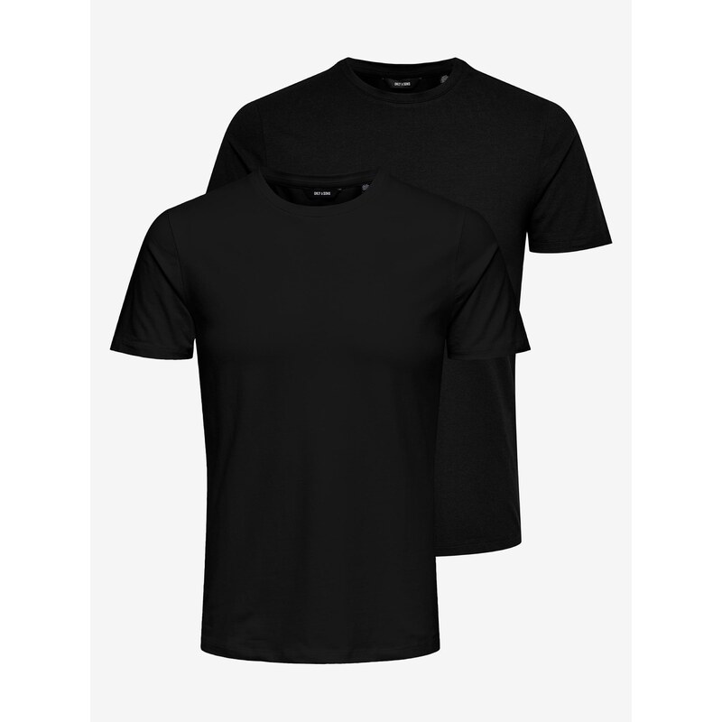 Sada dvou pánských basic triček v černé barvě ONLY & SONS - Pánské