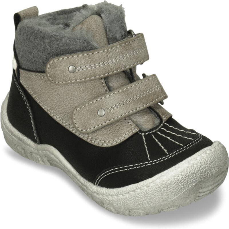 BUBBLEGUMMERS Černá dětská zimní obuv s kožíškem a stříbrnými prvky