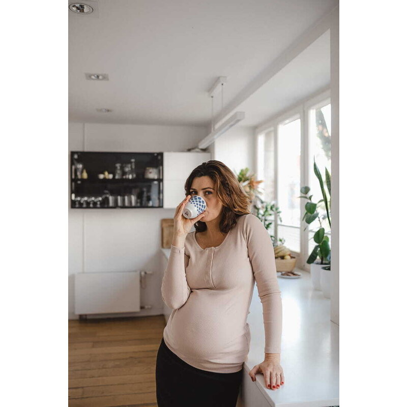 milk & love Těhotenské, kojící tričko Tummy Beige
