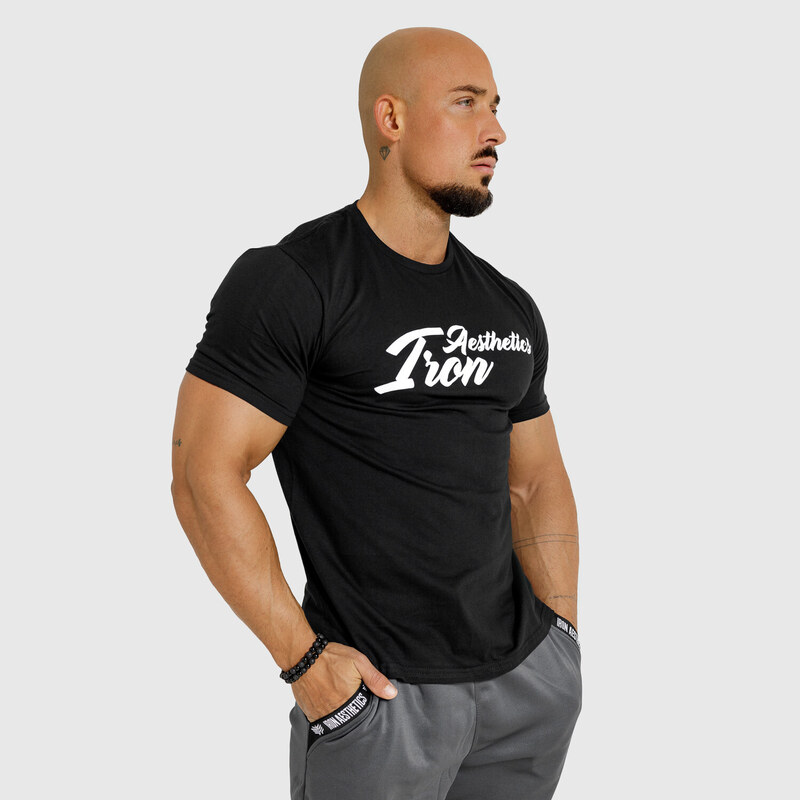 Pánské fitness tričko Iron Aesthetics Puff, černé