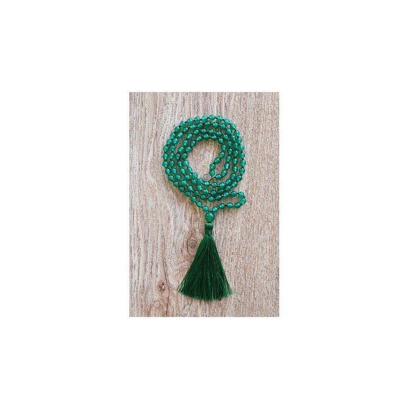 YOGGYS Meditační mala - jadeit DARK GREEN