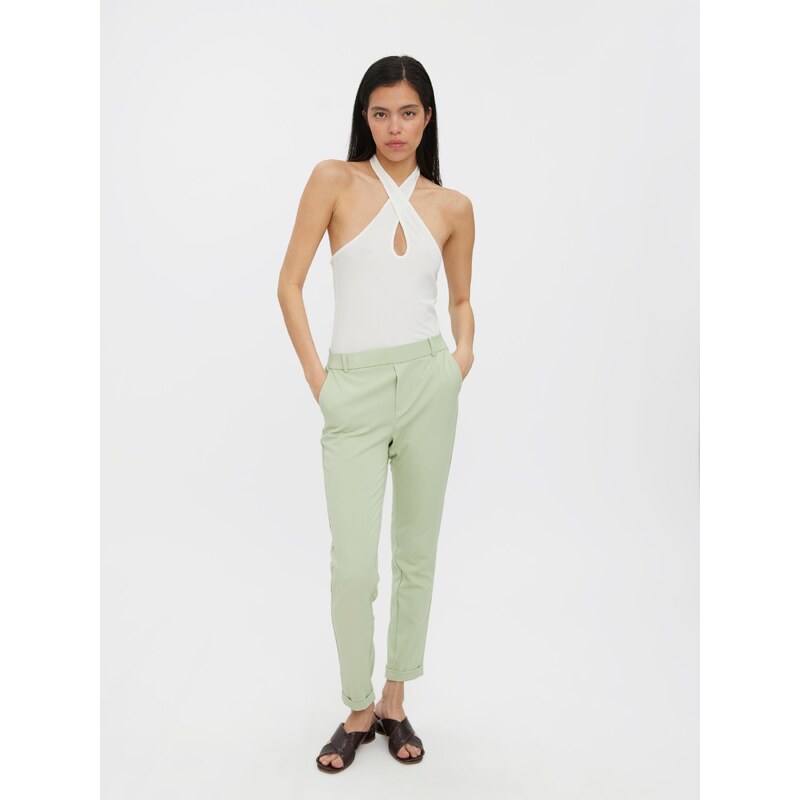 Vero Moda dámské úzké kalhoty Maya zelené
