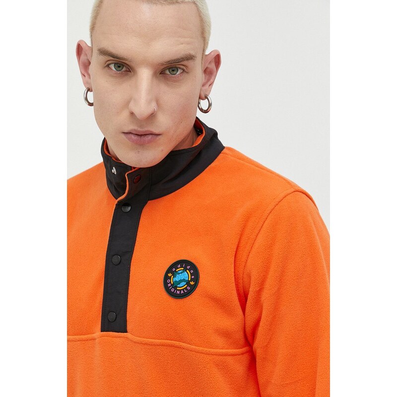 Mikina adidas Originals pánská, oranžová barva, s aplikací