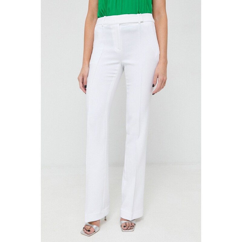 Kalhoty MICHAEL Michael Kors dámské, bílá barva, jednoduché, medium waist