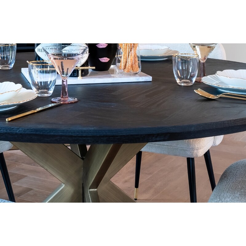 Černo mosazný dubový jídelní stůl Richmond Blackbone 140 cm