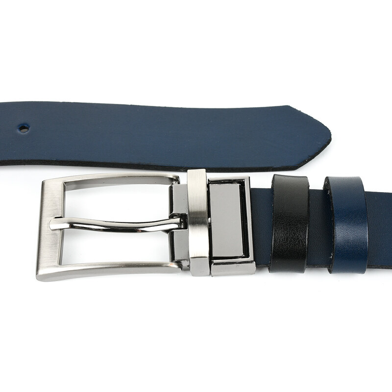 Pánský černý/modrý kožený pásek Beltimore A74