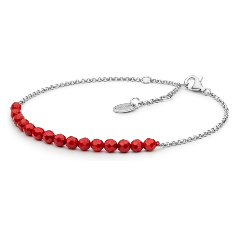 Gaura Pearls Stříbrný náramek Claudine, přírodní korál - stříbro