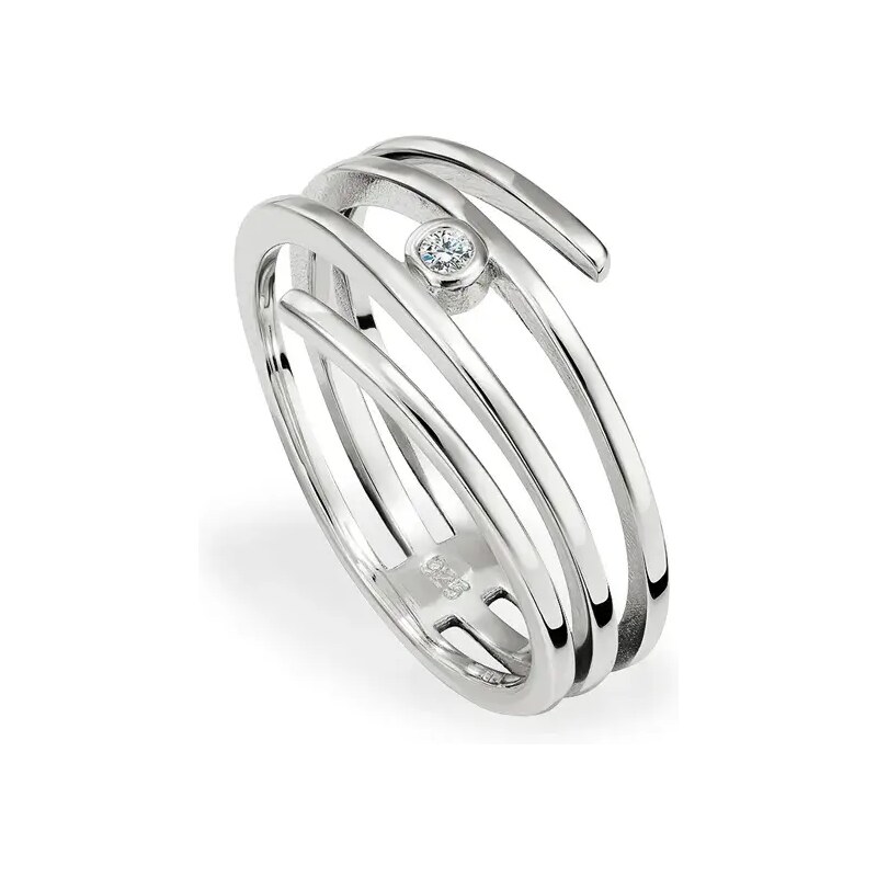 SilveAmo Stříbrný prsten se zirkonem Styl obvod 53 mm