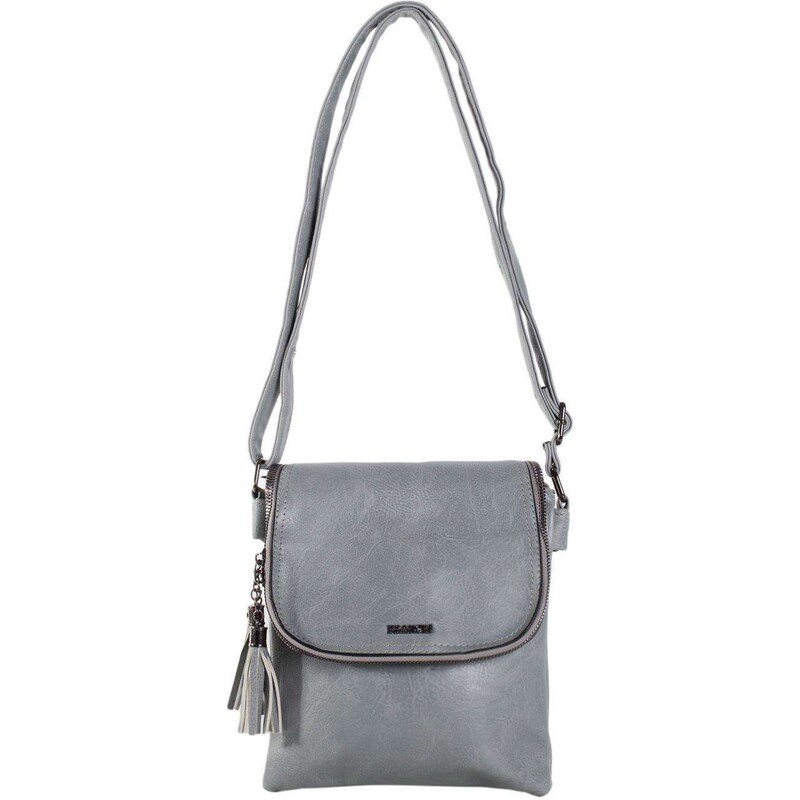 BASIC ŠEDÁ DÁMSKÁ CROSSBODY KABELKA S OZDOBOU --GREY