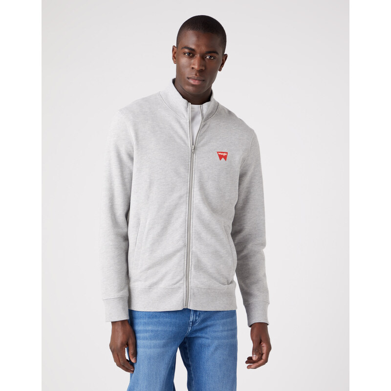 Mikina Wrangler FUNNEL NECK ZIP MID GREY