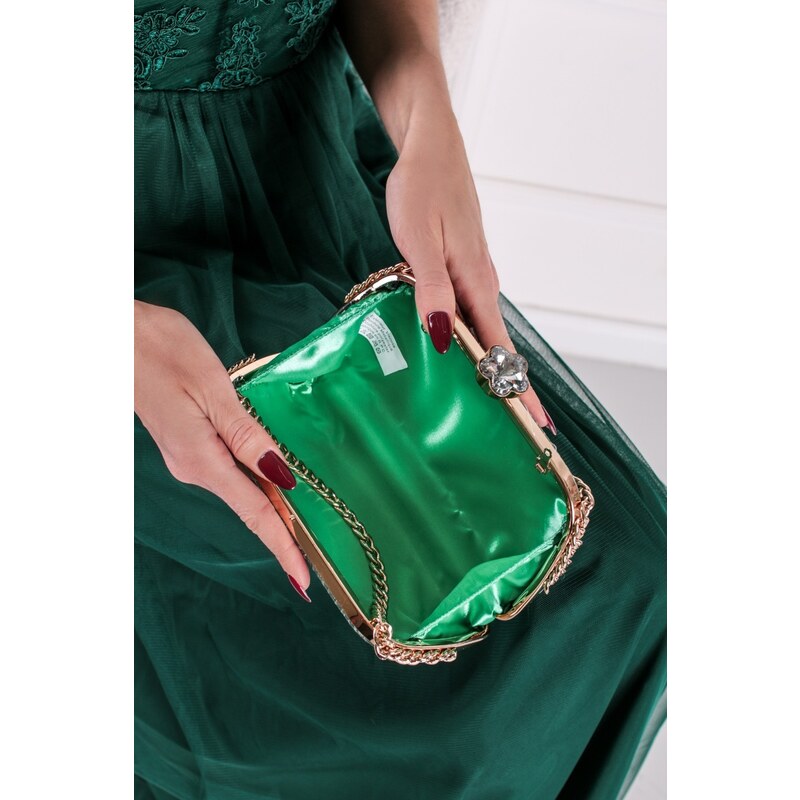 Paris Style Tmavě zelená společenská clutch kabelka Helga
