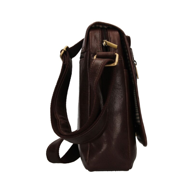 SendiDesign Kožená klopnová taška přes rameno Sendi Design - tmavě hnědá