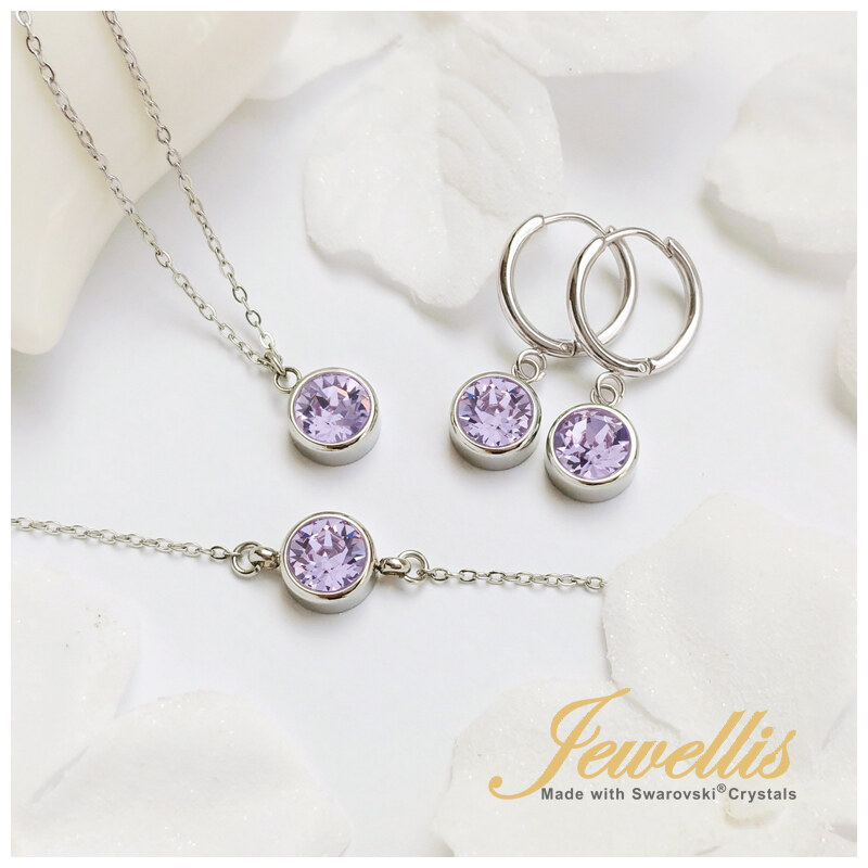 Jewellis ČR Jewellis ocelové náušnice kruhy Chaton Deluxe s krystaly Swarovski - Violet