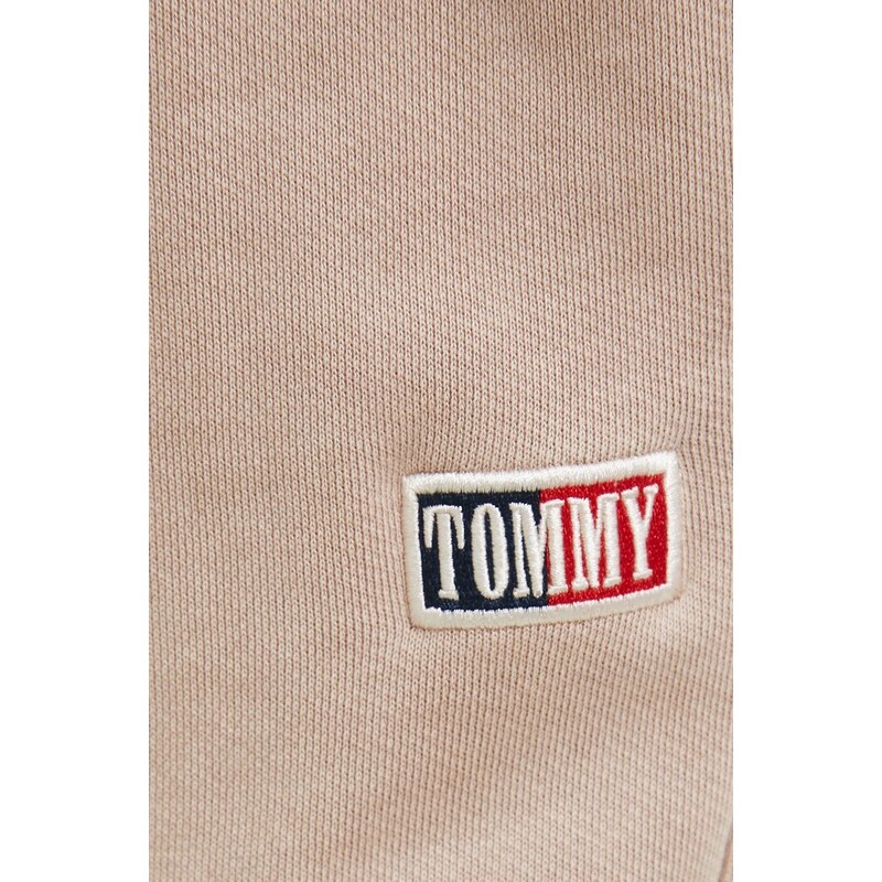 Bavlněné tepláky Tommy Jeans hnědá barva, s aplikací