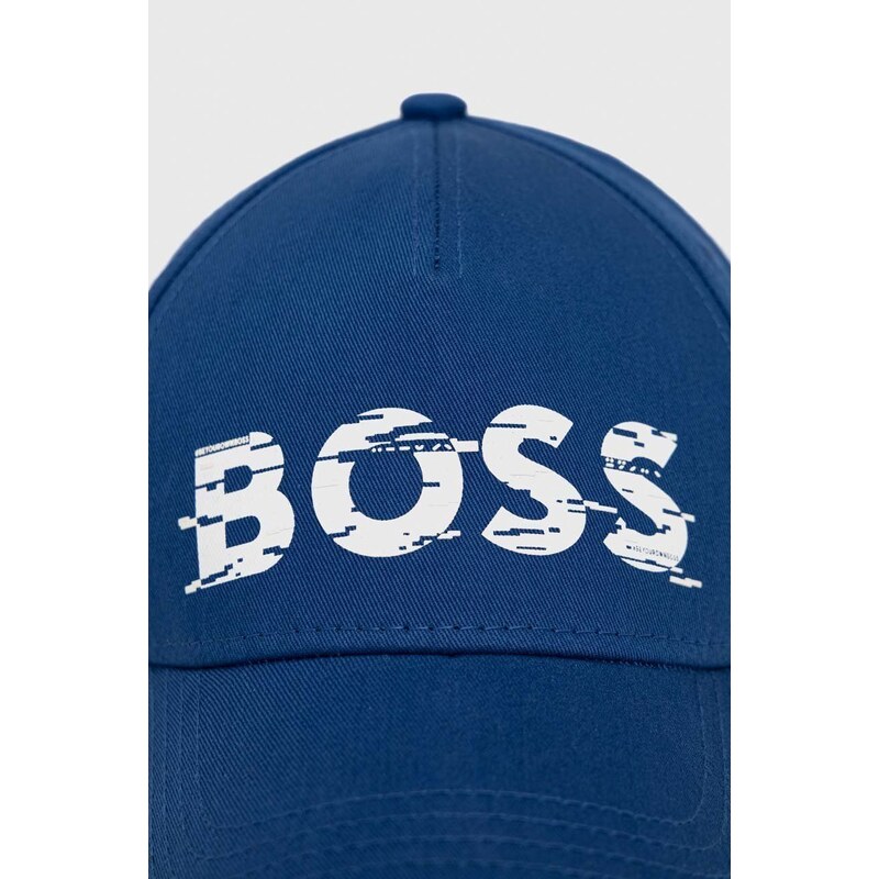 Bavlněná baseballová čepice BOSS BOSS GREEN s potiskem