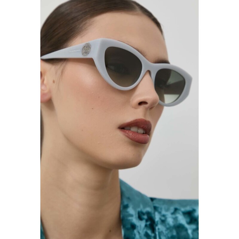 Sluneční brýle Alexander McQueen AM0377S dámské, šedá barva