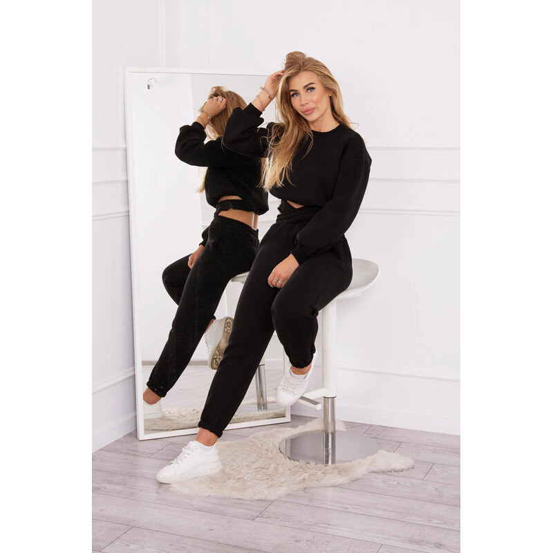 K-Fashion Zateplená souprava s krátkou mikinou černá 84212869