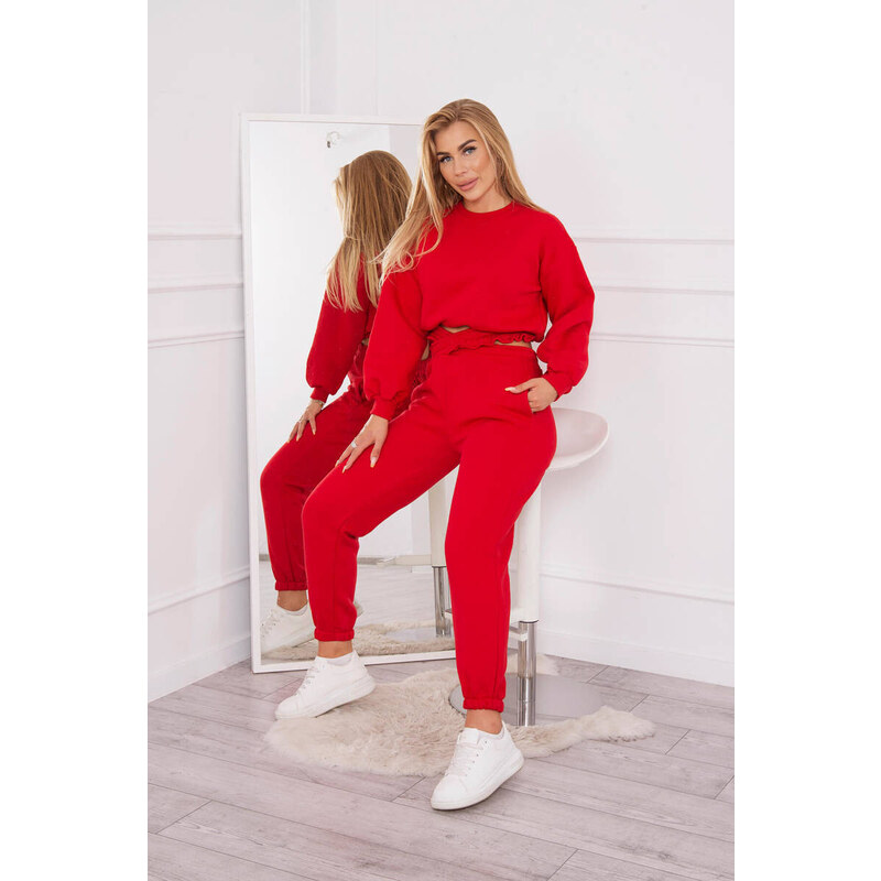 K-Fashion Zateplená souprava s krátkou mikinou červená 84212870