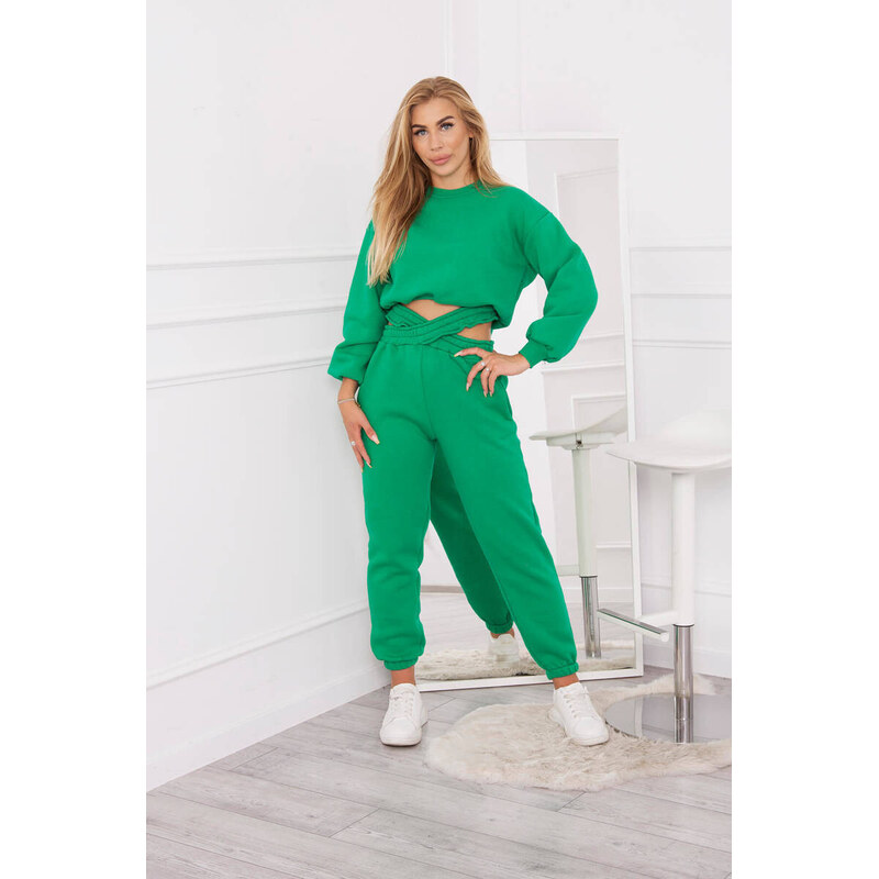 K-Fashion Zateplený set s krátkou mikinou zelený 84255803