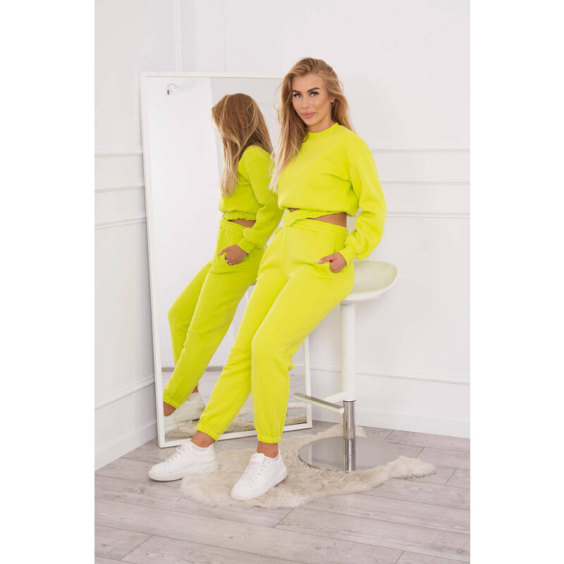 K-Fashion Zateplená souprava s krátkou mikinou pistácie 84212876
