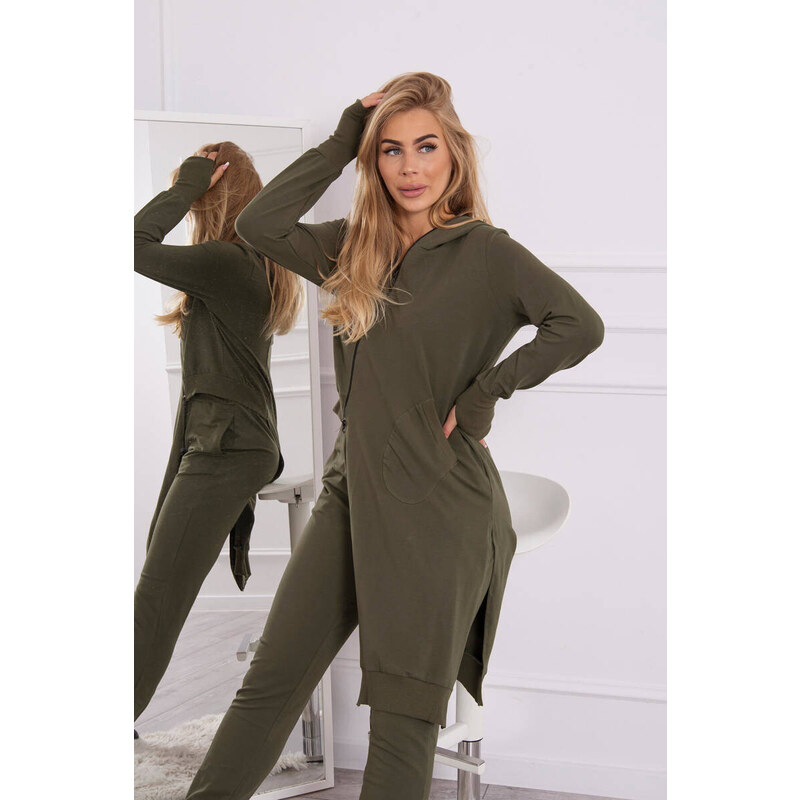 K-Fashion Sada mikin s delší stranou khaki barvy