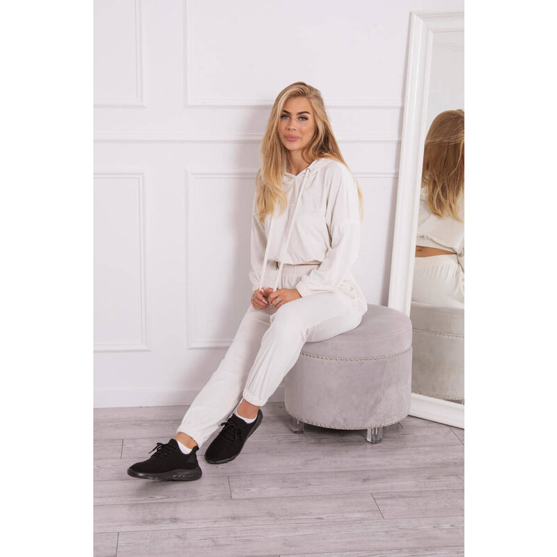 K-Fashion Velurová souprava s kapucí ecru 84212932