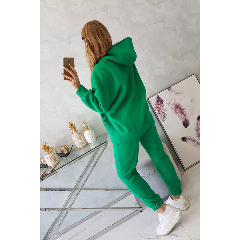 K-Fashion Zateplený set s mikinou s kapucí zelený