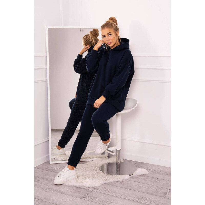 K-Fashion Zateplený set s mikinou s kapucí tmavě modrý 84255859
