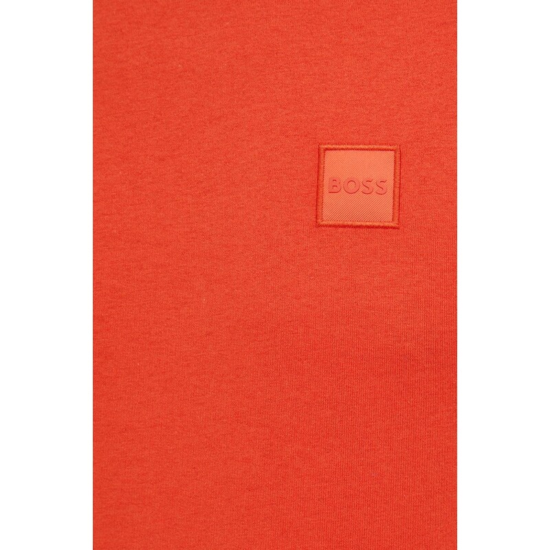 Boss Orange Bavlněné tričko BOSS Boss Casual , červená barva, s aplikací