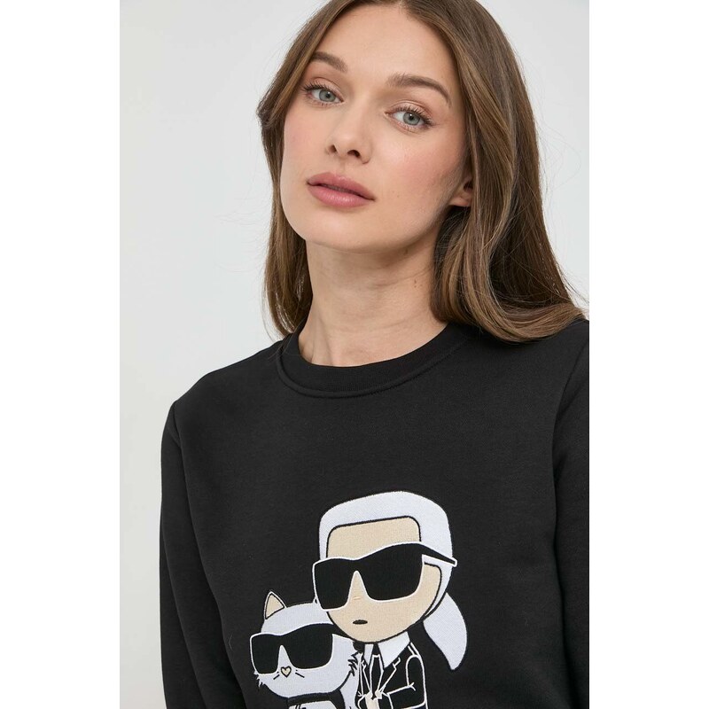 Mikina Karl Lagerfeld dámská, černá barva, s aplikací