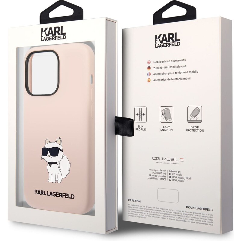 Ochranný kryt pro iPhone 14 Pro - Karl Lagerfeld, Liquid Silicone Choupette NFT Pink