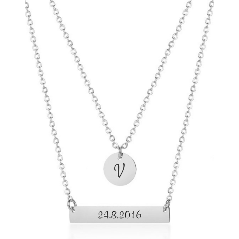 Atreya Personalizovaný šperk Dvojitý ocelový náhrdelník s 115035015