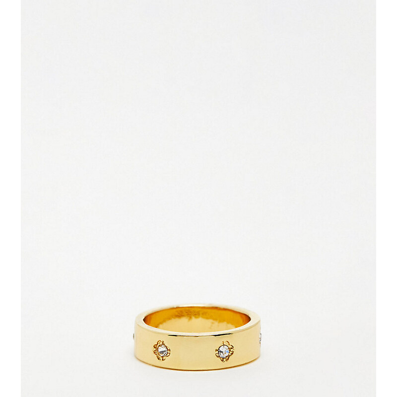 ASOS DESIGN 14k gold plated ring with crystal design