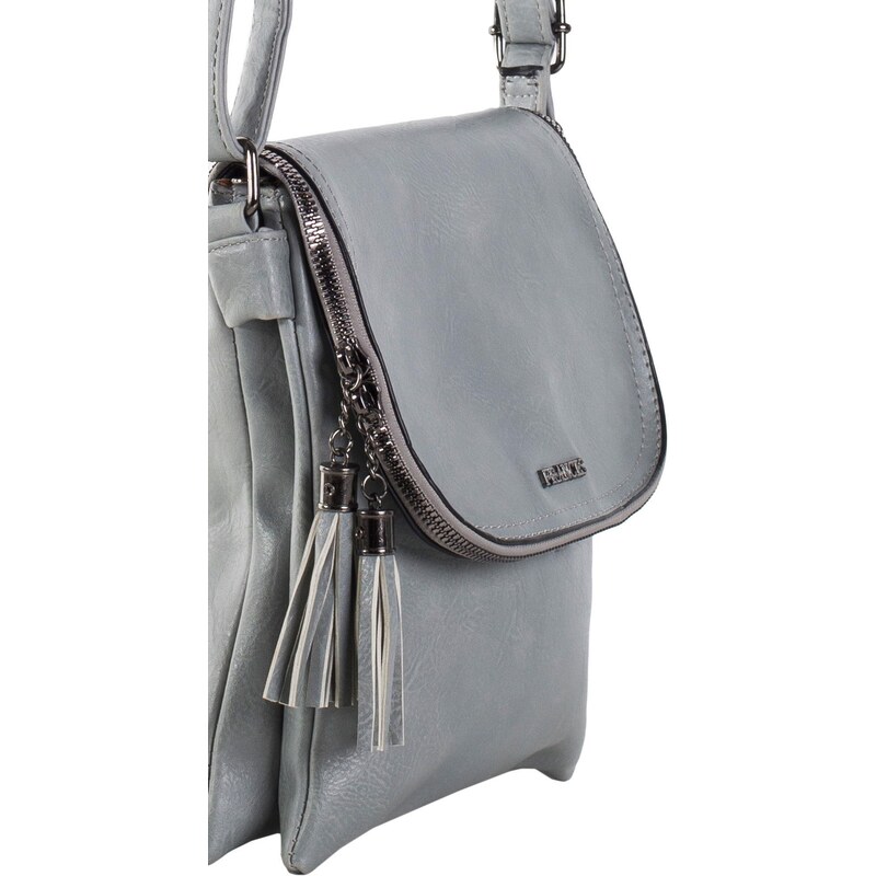 BASIC ŠEDÁ DÁMSKÁ CROSSBODY KABELKA S OZDOBOU --GREY