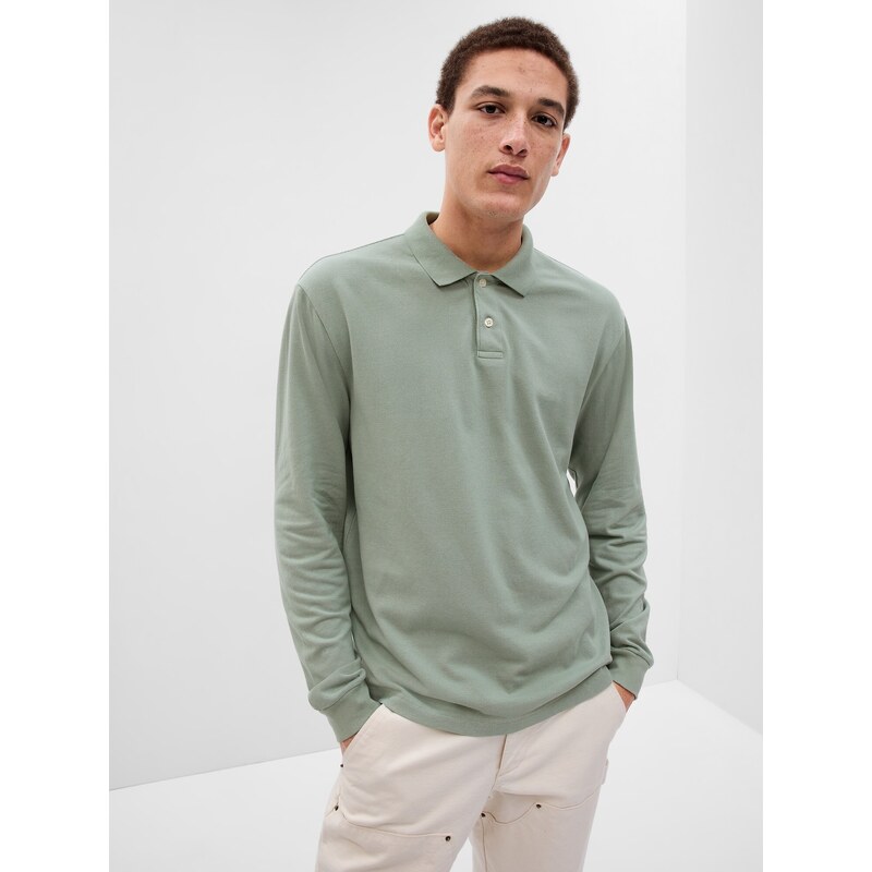 GAP Polo tričko pique dlouhý rukáv - Pánské