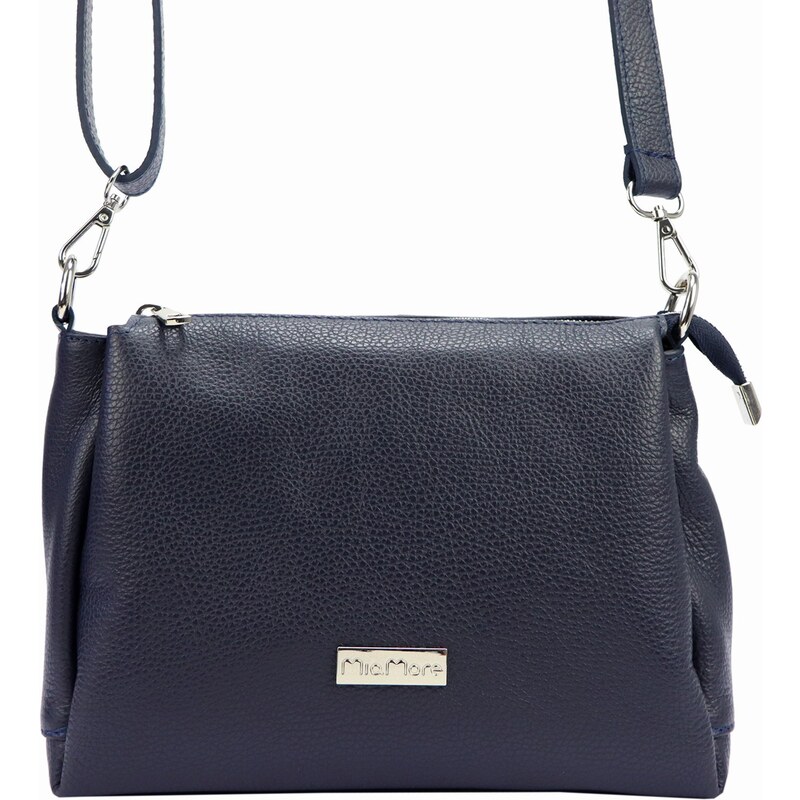 Kožená crossbody kabelka MiaMore 01-002 tmavě modrá