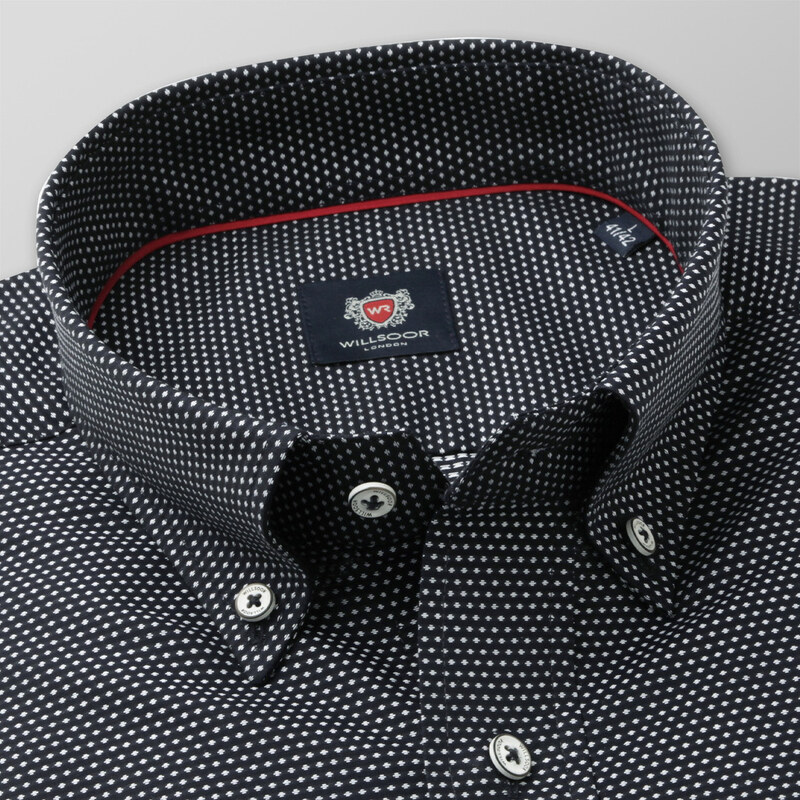 Willsoor Pánská košile klasická černá s puntíkovaným vzorem 12108