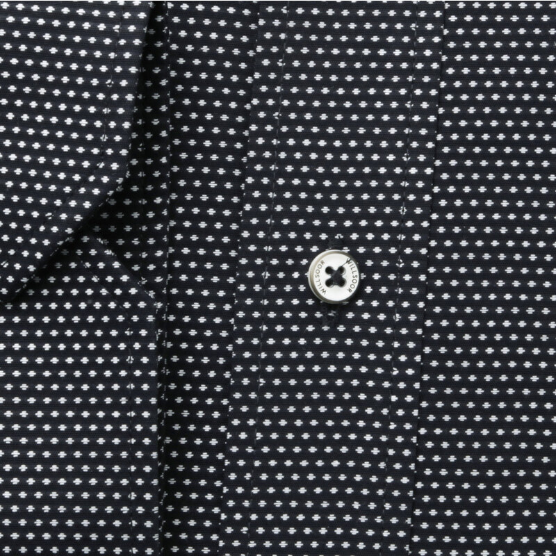 Willsoor Pánská košile klasická černá s puntíkovaným vzorem 12108