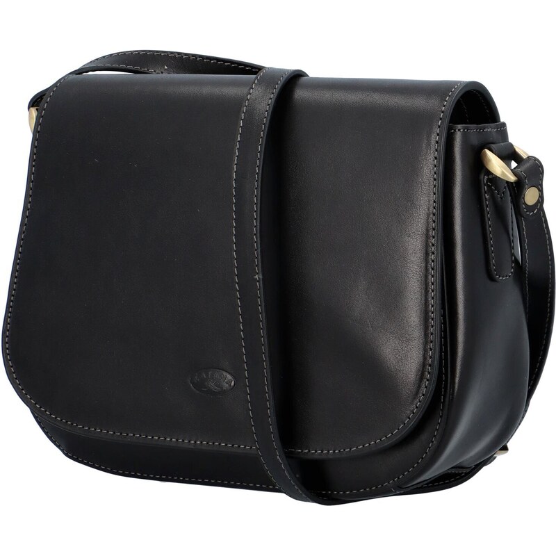 Luxusní dámská kožená taška s klopou Silas Katana, černá