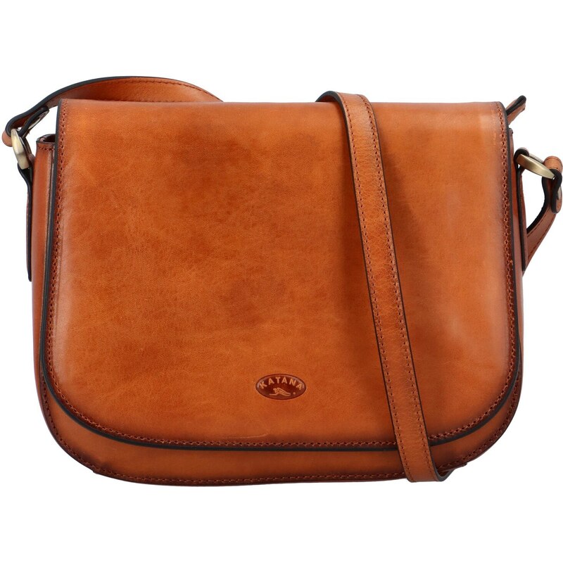 Luxusní dámská kožená crossbody kabelka Katana Silas, koňaková 75791492