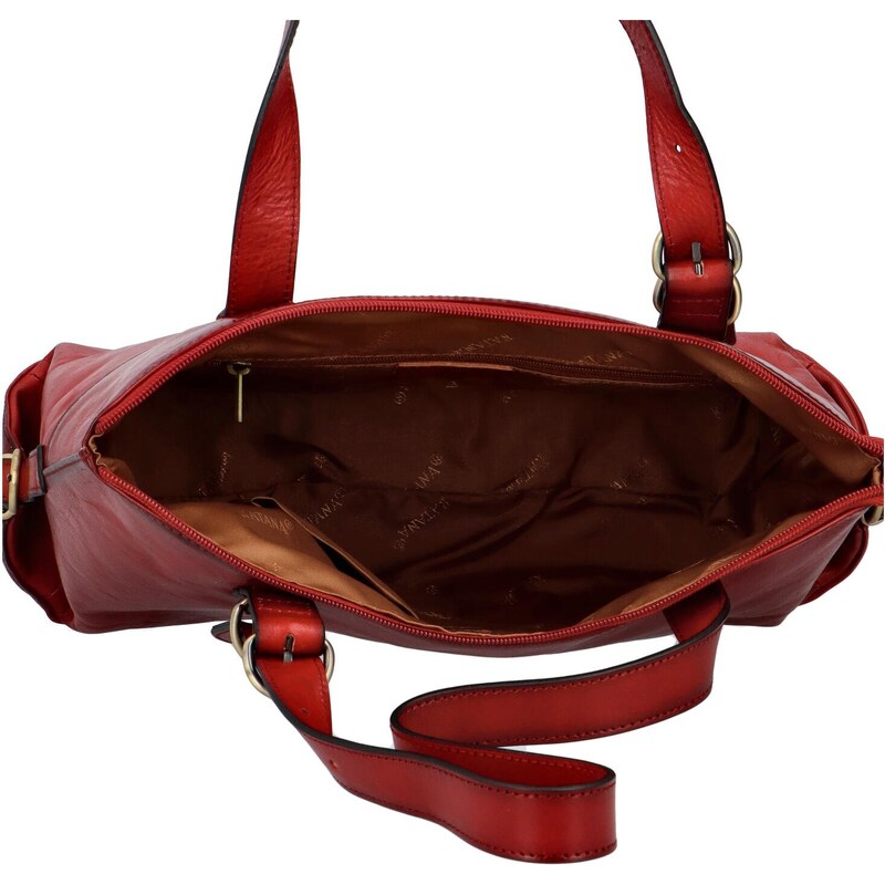 Luxusní dámská kožená kabelka Katana Sana, červená